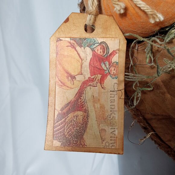 Cornucopia Horn Of Plenty Basket Thanksgiving Handmade Fabric Table Wall Mount - Picture 7 of 16